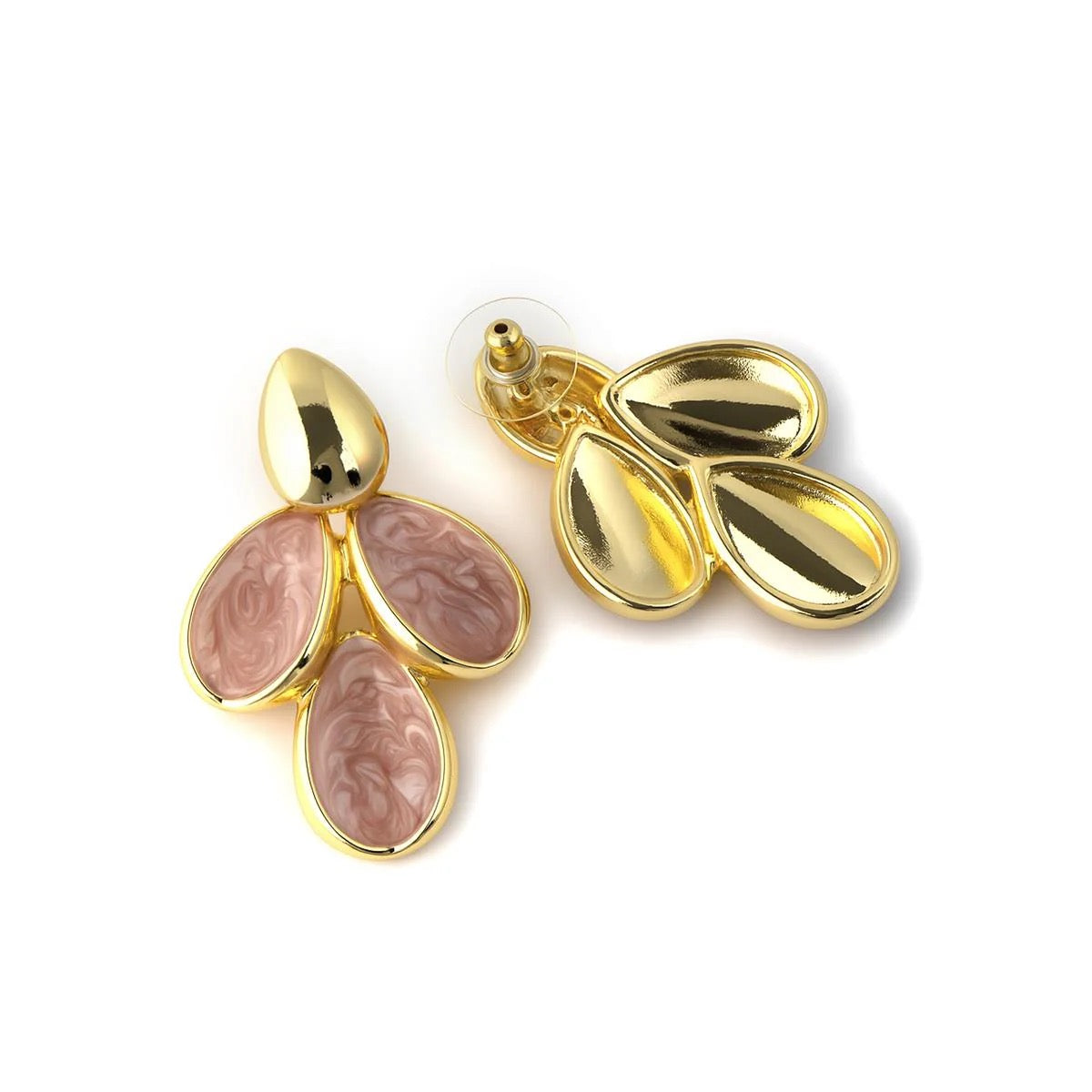 PENDIENTES DE LACADO ROSA ACABADO EN ORO AMARILLO 18K - PASBA