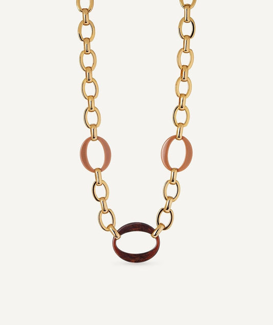COLLAR ESLABONES CARAMEL CON ACETATO Y RESINA MARRÓN VIDAL & VIDAL