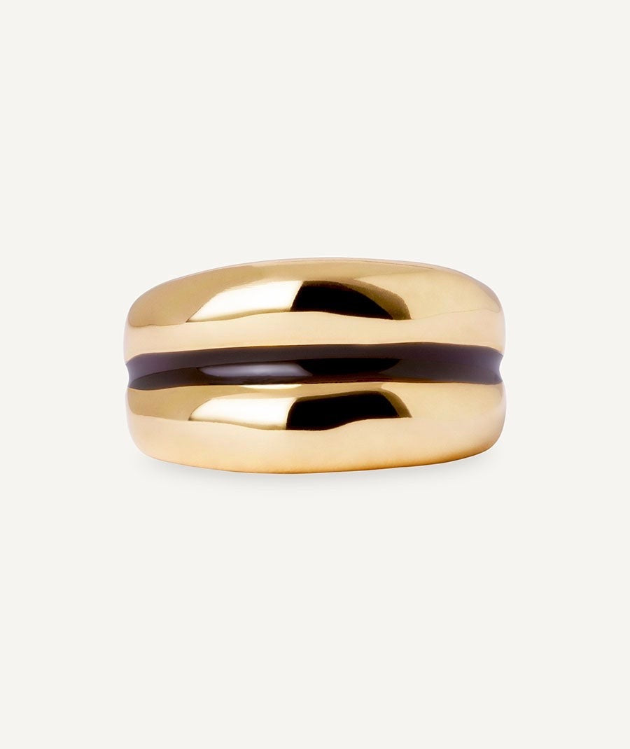 ANILLO ANCHO HORIZONTE CON ESMALTES MARRÓN VIDAL & VIDAL
