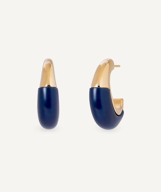 PENDIENTES SEMILUNA NAVY CON ACETATO Y RESINA AZUL VIDAL & VIDAL
