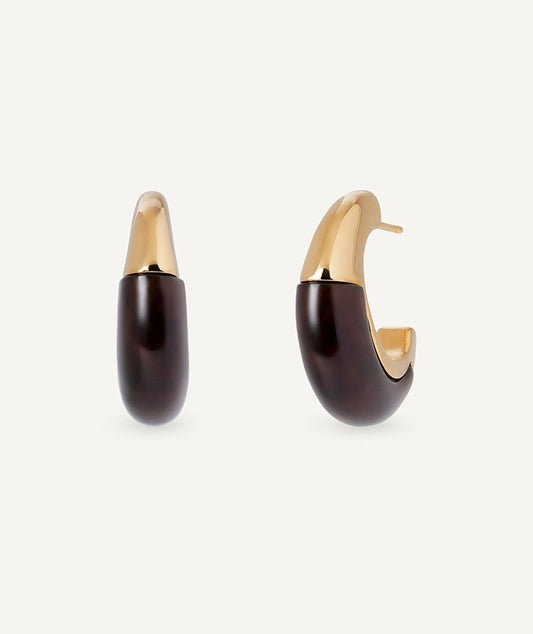 PENDIENTES SEMILUNA COFFEE CON ACETATO Y RESINA MARRÓN VIDAL & VIDAL