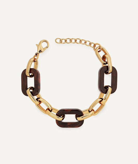 PULSERA ESLABONES COFFEE CON ACETATO Y RÉSINA MARRON VIDAL & VIDAL