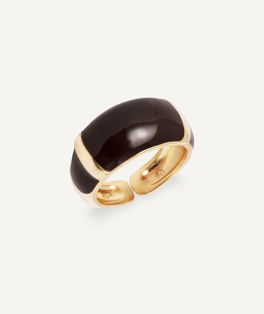 ANILLO ESCULTÓRICO INTERVALO CON ESMALTES MARRÓN VIDAL & VIDAL