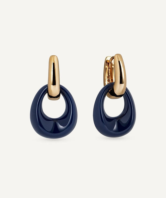 PENDIENTES DE ARO CON OVAL NAVY CON ACETATO Y RESINA AZUL VIDAL & VIDAL