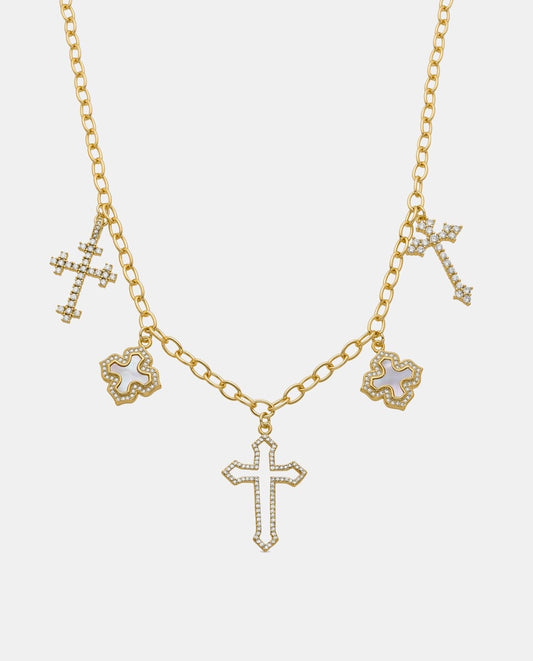 Collar Boho acabado en oro amarillo de 18k circonita brillante LUXENTER