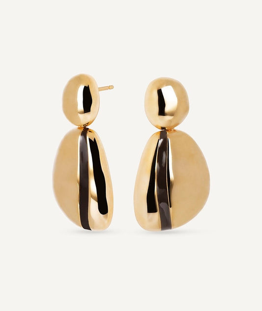 PENDIENTES GRUESOS LARGOS HORIZONTE CON ESMALTES MARRÓN VIDAL& VIDAL