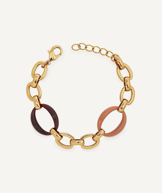 PULSERA ESLABONES CARAMEL CON ACETATO Y RESÍNA MARRÓN VIDAL & VIDAL