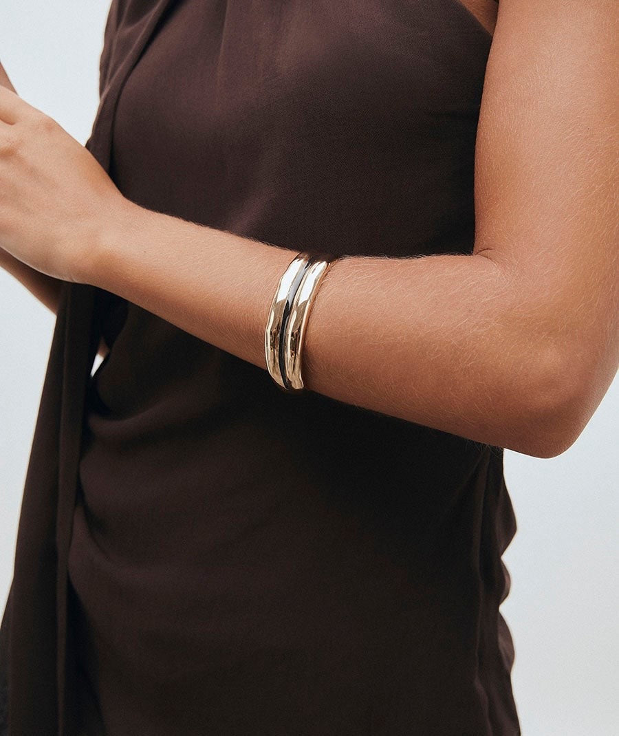 BRAZALETE DÚO HORIZONTE CON ESMALTES MARRÓN VIDAL & VIDAL