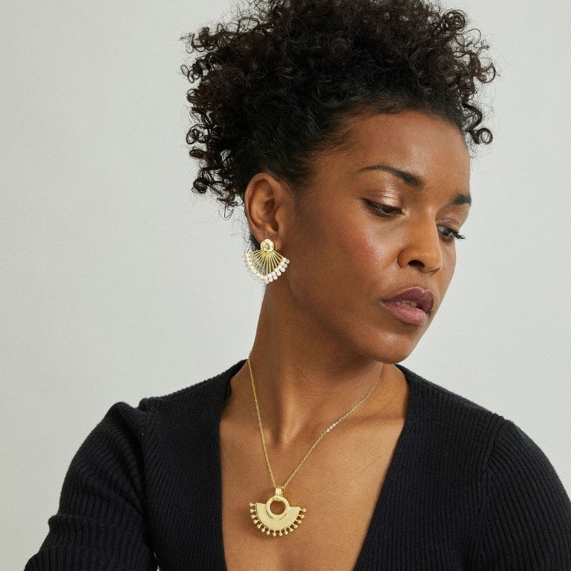 Pendientes en abanico con perlas cultivadas de Luxenter