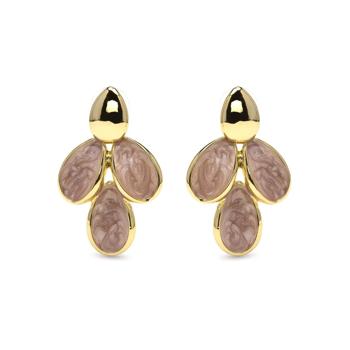 PENDIENTES DE LACADO ROSA ACABADO EN ORO AMARILLO 18K - PASBA