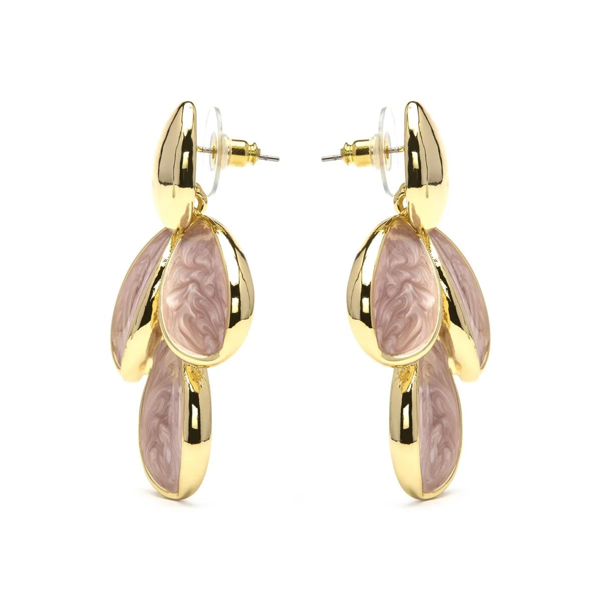 PENDIENTES DE LACADO ROSA ACABADO EN ORO AMARILLO 18K - PASBA