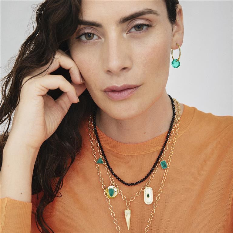 GARGANTILLA LUXENTER DOBLE DORADA Y BOLAS NEGRO