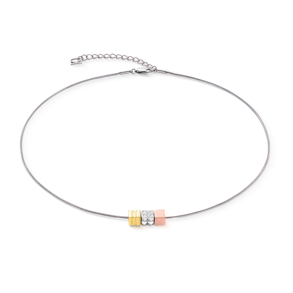 [2041-10-1633] Tricolor Necklace Stainless steel gold