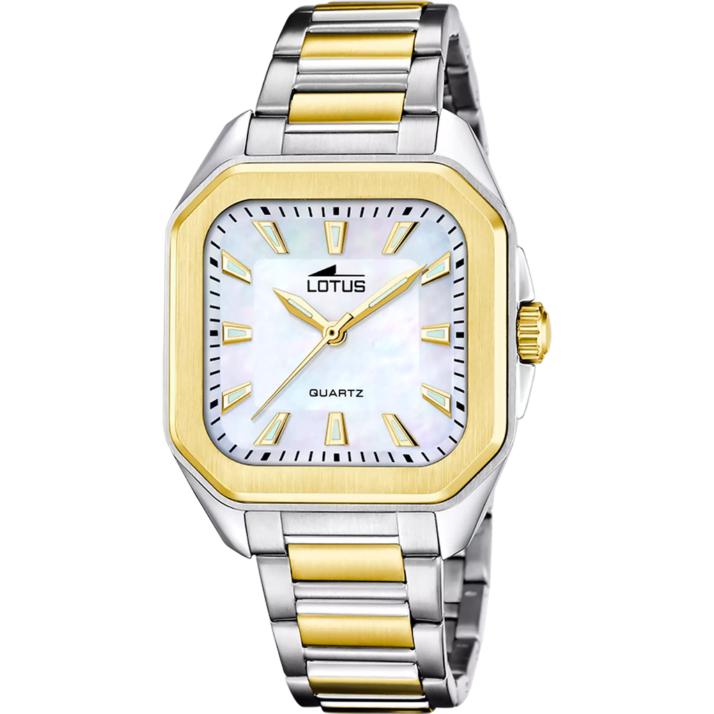 [18969/2] RELOJ DE MUJER SQUARE SERIES NÁCAR CON BRAZALETE DE ACERO BICOLOR