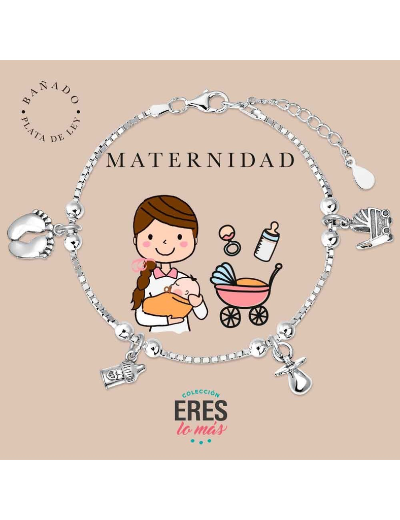 Pulsera Bañada En Plata Eres Lo Mas Mujer de Maternidad con Colgantes