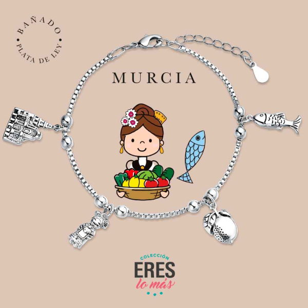 [9126268] Pulsera eres lo más Murcia metal bañado en plata con cuatro colgantes