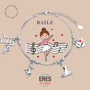 Pulsera eres lo más baile metal bañado en plata con cuatro colgantes