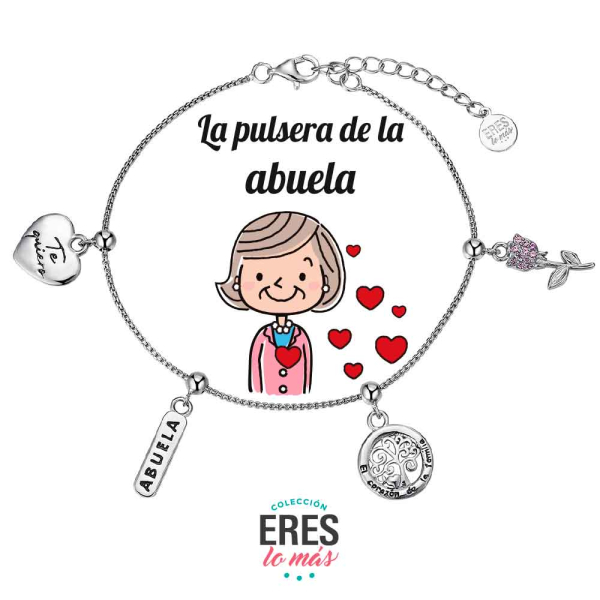 [9125817] Pulsera eres lo más abuela cadena rodiada con cuatro colgantes plata