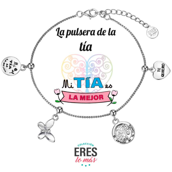 [9125880] Pulsera eres lo más tía cadena rodiada con cuatro colgantes  plata