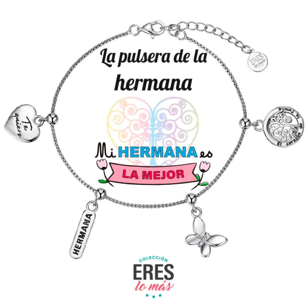 [9125819] Pulsera eres lo más hermana cadena rodiada con cuatro colgantes plata