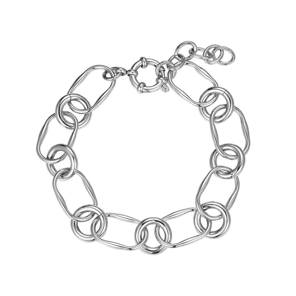 Pulsera de acero 316 bañado en platino eslabones combinados de 19 + 3 cm waterproof