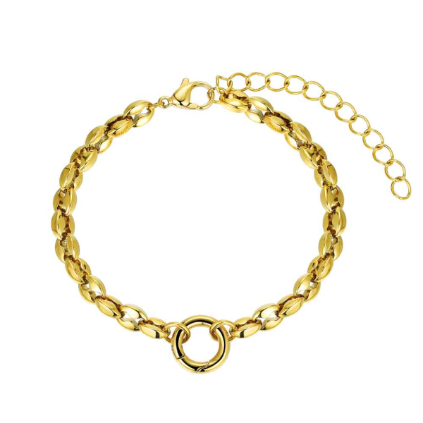 [9125660] Pulsera para charm de acero 316 chapado 18 kt waterproof 17 + 5 cm