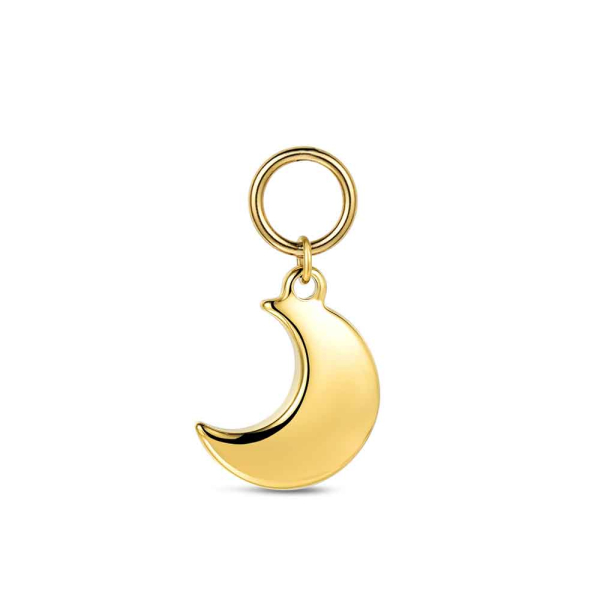 [9125612] Charm de acero 316 chapado 18 kt luna waterproof 12 mm