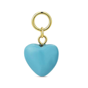 Charm de acero 316 chapado 18 kt corazón turquesa waterproof 13 mm