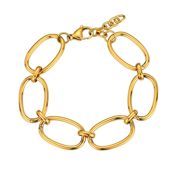 Pulsera de acero 316 chapado 18 kt óvalos de 19 + 3 cm waterproof