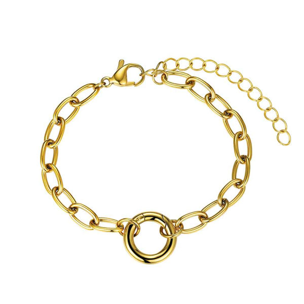 [Ref : 9125658] Pulsera para charm de acero 316 chapado 18 kt waterproof 16 + 5 cm
