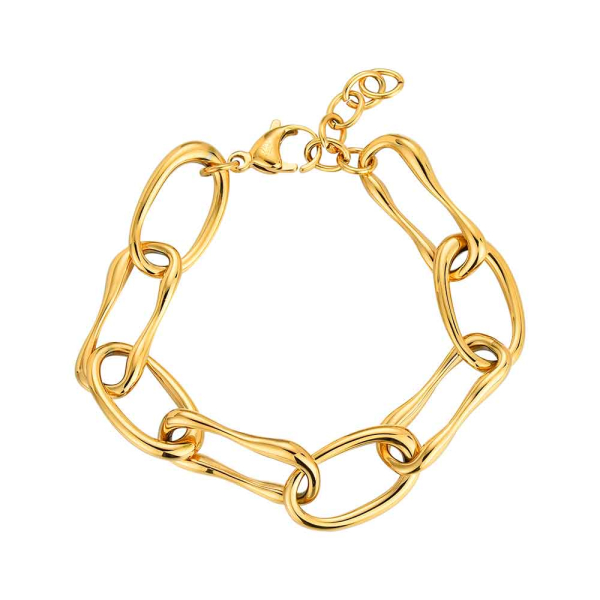 Pulsera de acero 316 chapado 18 kt óvalos y piezas irregulares 19 + 3 cm waterproof Ref : 9123525