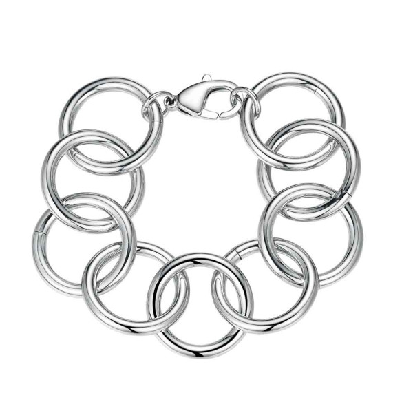Pulsera de acero 316 bañado en platino aros tubo 21.3 cm waterproof