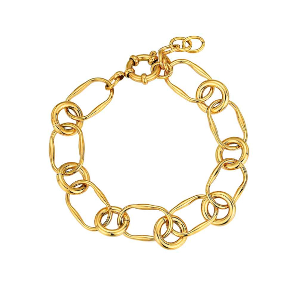 Pulsera de acero 316 chapado 18 kt eslabones combinados de 19 cm waterproof