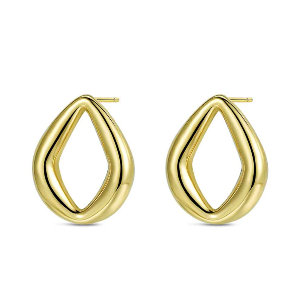Pendientes de acero 316 chapado 18 kt rombo 18 x 22 mm cierre presión waterproof
