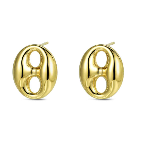 Pendientes de acero 316 chapado 18 kt calabrote 14.5 x 17 mm cierre presión waterproof