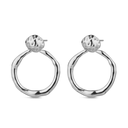 Pendientes de acero 316 bañado en platino disco con aro 48 x 38.5 mm presión waterproof