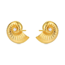 Pendientes de acero 316 chapado 18 kt caracola perla sintética 25 mm presión waterproof