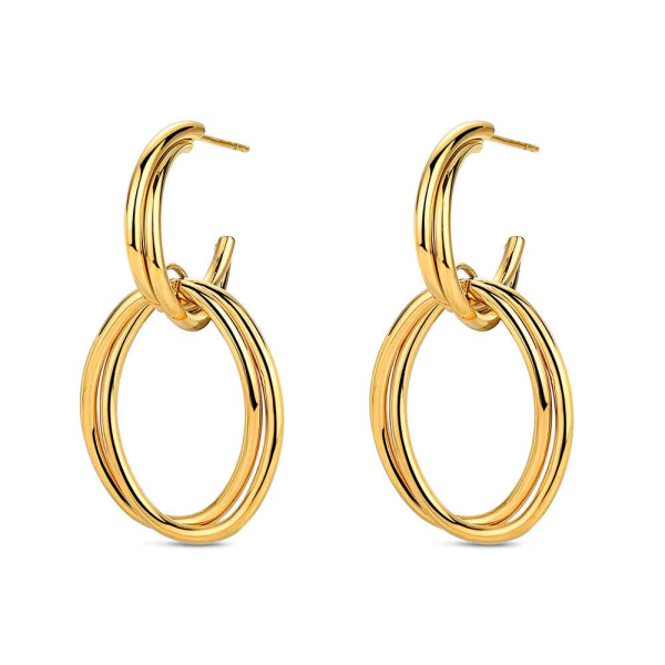 Pendientes de acero 316 chapado 18 kt aro discos de hilo 23 +21 x 29 mm presión waterproof
