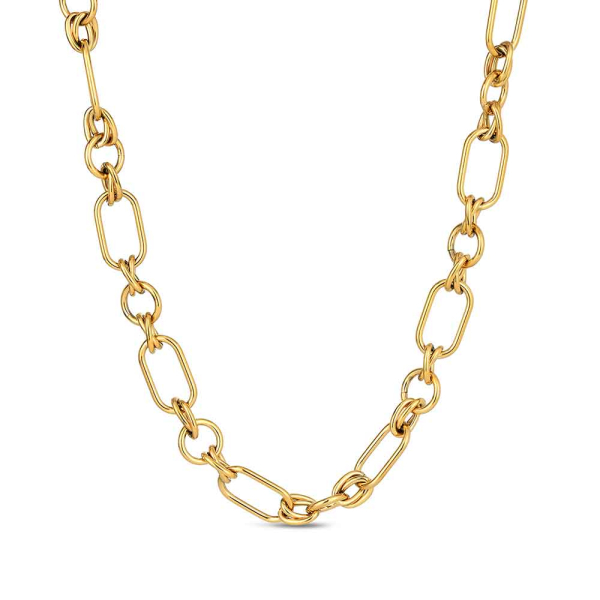 Collar de acero 316 chapado 18 kt eslabones entrelazados de 50 + 5 cm waterproof