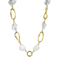 Collar para charm de acero 316 chapado 18 kt eslabones con perlas sintéticas waterproof